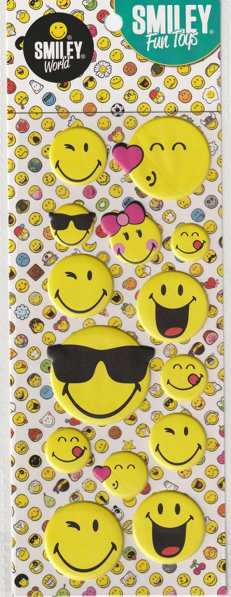 Smiley Emoji 3d Stickers | 1 Stickervel 22 x 10 cm | 14 stickers